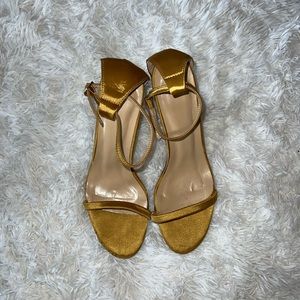 Unique (LOVE) Designer Heels in Gold (Worn Once)